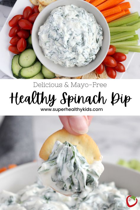 Yogurt Spinach Dip, Healthy Pitch In Food Ideas, Low Calorie Spinach Dip, Greek Yogurt Spinach Dip, Greek Yogurt Chip Dip, Healthy Lunch Dips, High Protein Spinach Dip, Healthy Dips For Veggies, Veggie Dip Healthy