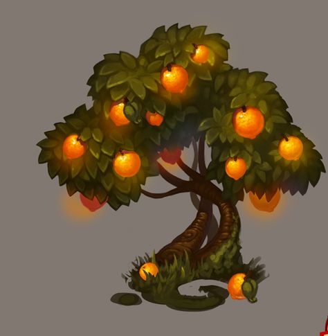 Fantasy Fruit Tree, Alien Plants, Fantasy Tree, Props Concept, Isometric Art, Low Poly Art, Game Concept Art, Digital Painting Tutorials, Fantasy Concept Art