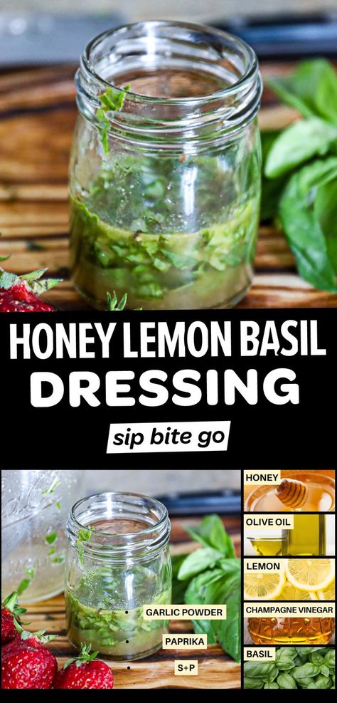 Lemon Basil Dressing Lemon Basil Dressing, Honey Salad Dressing, Vinaigrette Recipes Easy, Salad Vinaigrette, Restaurant Style Recipes, Delicious Salad Dressings, Tomato Salad Recipes, Olive Oil Recipes, Vinaigrette Recipe