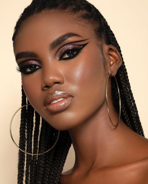 Dark Skin Eyeshadow, Woc Makeup, Maquillage Yeux Cut Crease, Mekap Mata, Makeup For Black Skin, Amazing Makeup, Smink Inspiration, Face Chart, Glow Skin