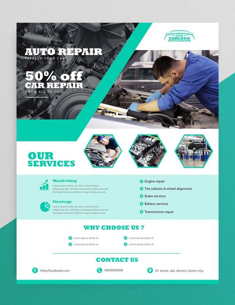 Mechanic Flyer Design, Car Detailing Interior, Car Advertising Design, Transmission Repair, Mechanic Garage, Collision Repair, Truck Repair, Automotive Mechanic, Flyer Design Inspiration