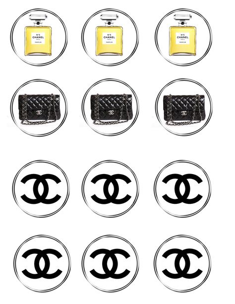 Chanel inspired party printables | free chanel cupcake topper and wrapper files Chanel Inspired Party, Chanel Printable, Chanel Cupcakes, Chanel Baby Shower, Chanel Stickers, Coco Chanel Party, Chanel Birthday Party, Coco Chanel Wallpaper, Chanel Birthday