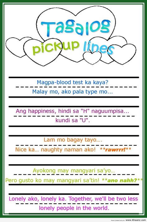 Tagalog pick up lines Tagalog Pick Up Lines Sweets, Asian Pick Up Lines, Pic Up Lines Tagalog, Corny Filipino Pick Up Lines, Trashtalk Lines Tagalog, Savage Lines For Enemy Tagalog, Flip Top Lines Tagalog, Corny Pick Up Lines Tagalog, Pickup Lines Tagalog