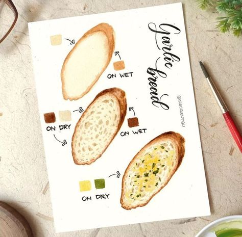 Watercolor Art Step By Step, Watercolor Garlic, Watercolour Easy, Watercolor Food Illustration, Beautiful Dawn, Food Art Painting, Fun Watercolor, Easy To Paint, Paintings Tutorials