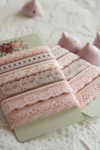 . Detail Couture, Lace Vintage, Heirloom Sewing, Linens And Lace, Vintage Ribbon, Pearl And Lace, Pink Trim, Sewing Rooms, Card Storage