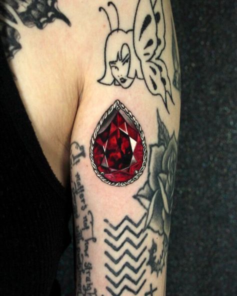 Ruby Tattoo, Teardrop Tattoo, Jewelry Tattoos, Stone Tattoo, Gem Tattoo, Jewel Tattoo, Crystal Tattoo, Diamond Tattoos, Permanent Jewelry