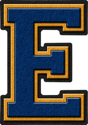 Presentation Alphabets: Royal Blue & Gold Varsity Letter E Tanned Girls, Alphabet E, Game Font, Disney Alphabet, Scrapbook Letters, Painting Logo, Youtube Banner Design, School Scrapbook, Varsity Letter