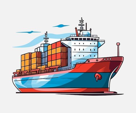 Container ship illustration vector resea... | Premium Vector #Freepik #vector #shipment #logistics-shipping #cargo-container #logistics-cargo Ship Poster Design, Ship Illustration Vector, Cargo Vessel Ships, Container Ship Illustration, Cargo Ship Drawing, Cargo Ship Illustration, Container Illustration, Mechanic Logo Design, Ship Illustration