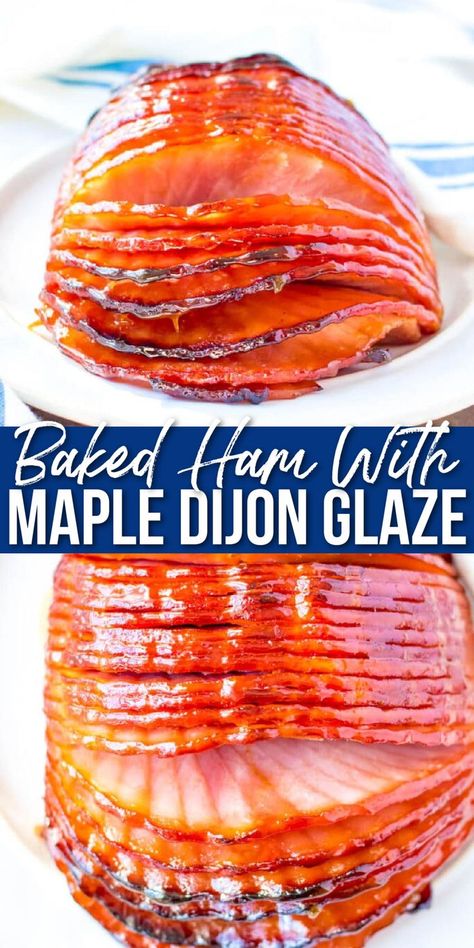 ham on a plate Baked Ham Glaze Recipe, Baked Ham Glaze, Boneless Ham Recipe, Recipes With Cooked Ham, Honey Baked Ham Recipe, Ham Sauce, Maple Glazed Ham, Ham Recipes Baked, Ham Glaze Brown Sugar