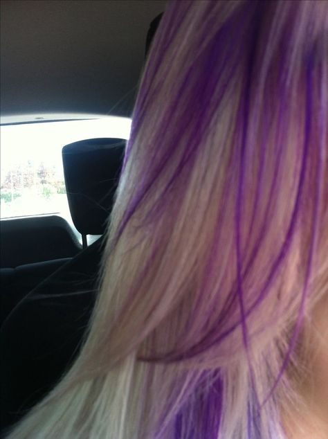 Hair With Purple Streaks, Blonde Hair With Purple Streaks, Purple Lowlights, Blonde And Purple Hair, Blonde Hair With Purple, Blonde And Purple, Miss Jessie, Hair With Purple, Purple Hair Highlights