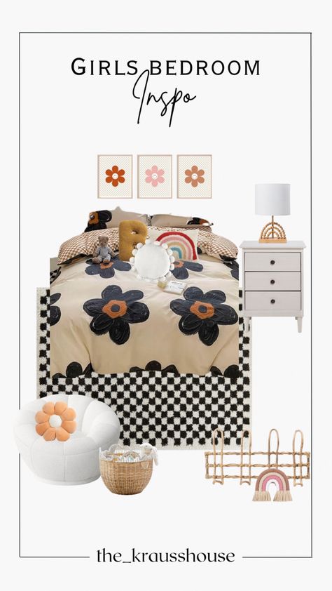 Little girls flower rainbow checkered bedroom Follow my shop @the_krausshouse on the @shop.LTK app to shop this post and get my exclusive app-only content! #liketkit #LTKkids #LTKhome @shop.ltk https://liketk.it/4gc5o Bedroom Ideas Checkered, Girls Checkered Bedroom, Checkered Bedroom Ideas, Black And White Girls Bedroom, Checkered Bedroom, Modern Western Bedroom, White Girls Bedroom, Cloud Floor, Rainbow Checkered