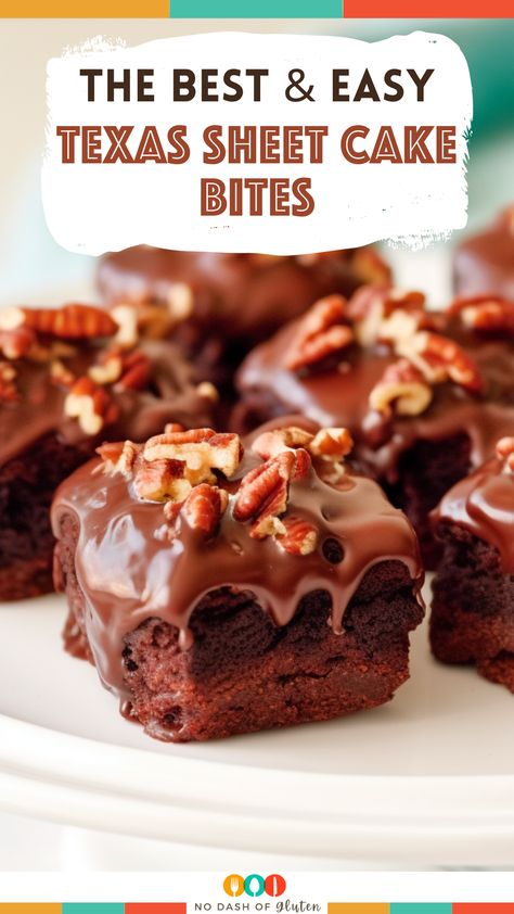 Dessert For Dessert Table, Texas Sheet Brownies, Small Group Desserts, Mini Texas Sheet Cake Bites, Easy Dessert Recipes Using Chocolate Cake Mixes, Chocolate Dessert Bites, Desserts For Crowds Easy, Chocolate Finger Desserts, Texas Sheet Cake Bites Recipes