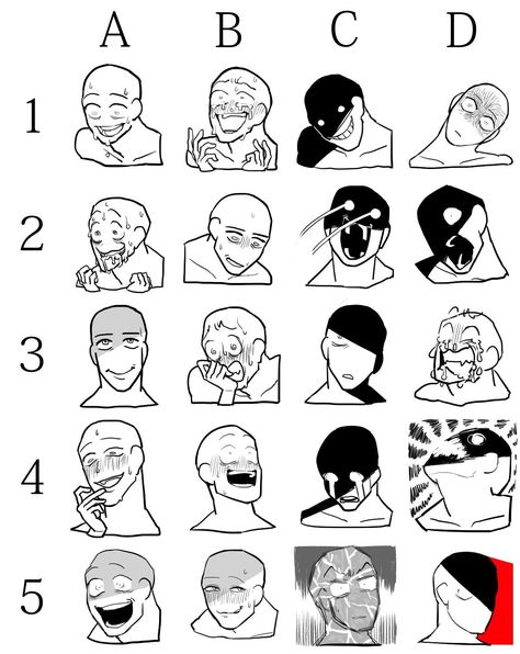 Insane / Maniacal Emotions. Psychotic Smile, Expressions Drawing, Different Facial Expressions, Mad Face, Facial Expressions Drawing, Drawing Face Expressions, Drawing Faces, Drawing Expressions, Face Expressions