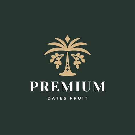 Vector luxury dates palm logo vector tem... | Premium Vector #Freepik #vector #leaf-logo #palm-dates #tropical-palm #date-palm A Icon Logo, Date Palm Logo, Palm Dates Logo Design, Dates Logo Design, Palm Logo Design, Palm Leaf Vector, Pill Packaging Design, Winter Logo, Tropical Logo