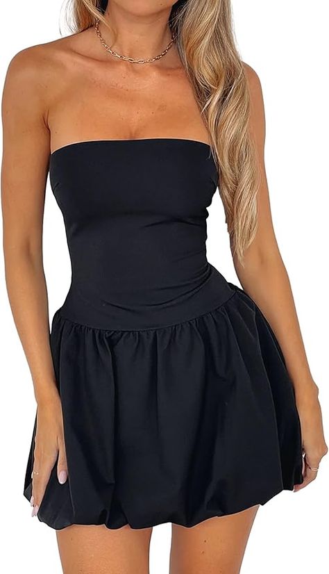 Women Strapless Tube Top Mini Dress Sleeveless Off Shoulder Bubble Short Dress Puffy Ballet Wedding Party Dresses. Perfect for after beach dinners with your friends. Black Puffy Skirt, Bubble Costume, Short Bodycon Dress, Bubble Dress, Bandeau Dress, Mini Dresses For Women, Short Mini Dress, Strapless Mini Dress, Wedding Party Dresses