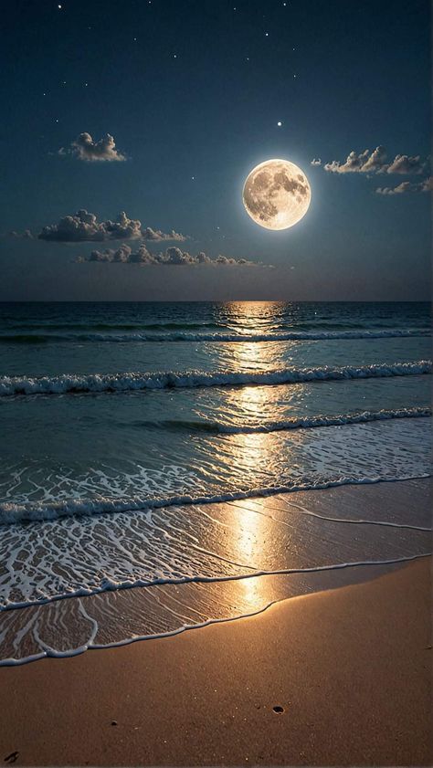 Moon Water Wallpaper, Moon Water Wallpaper Aesthetic, Moon And Ocean Aesthetic, Moon At The Beach, Night Moon Aesthetic, Moon Wallpaper Iphone, Full Moon Wallpaper, Full Moon Aesthetic, Moonlight Aesthetic