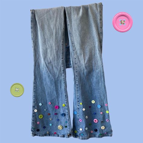 ✨Button Bellbottoms✨
🐇Brand: Cotton On (Buttons sewn... - Depop Trift Ideas, Rare Rabbit, Jean Pockets, The Jeans, Jeans Diy, Sewing A Button, Button Design, Cotton On, Bell Bottoms