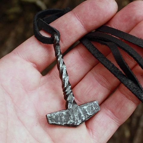 Viking Thor, Mjolnir Pendant, Hammer Tool, Bracelet Viking, Thor Hammer, Iron Jewelry, Hammered Jewelry, Norse Jewelry, Black Leather Necklace