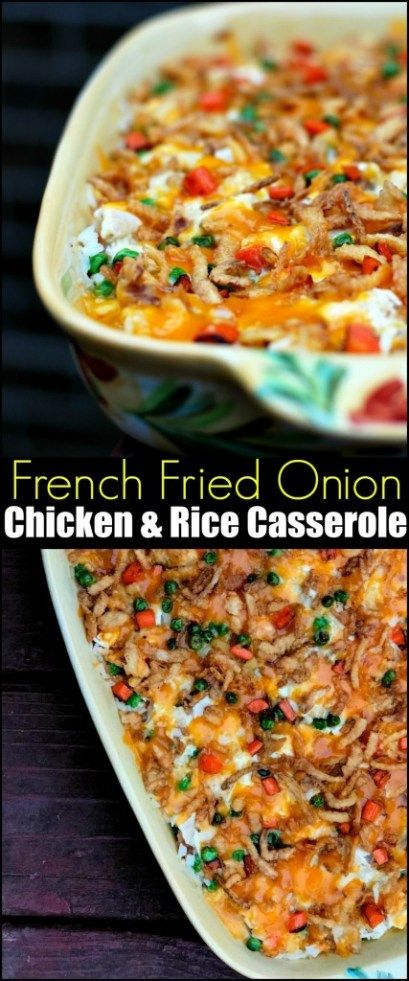 Fried Onion Chicken, French Fried Onion Chicken, Fried Onion Burger Recipe, Cooked Chicken Leftovers, French Fried Onion Recipes, Fried Onions Recipe, Sauteed Carrots, Chicken Rice Casserole, French Onion Chicken