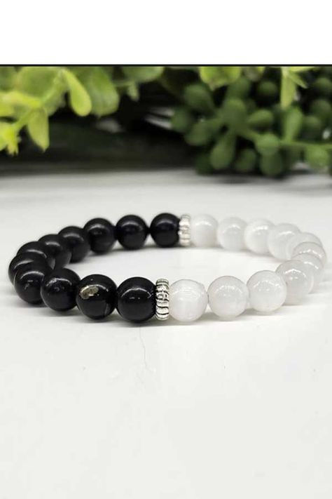 Meraki Gemstones Jewelry Shungite & Selenite Bracelet - Protection