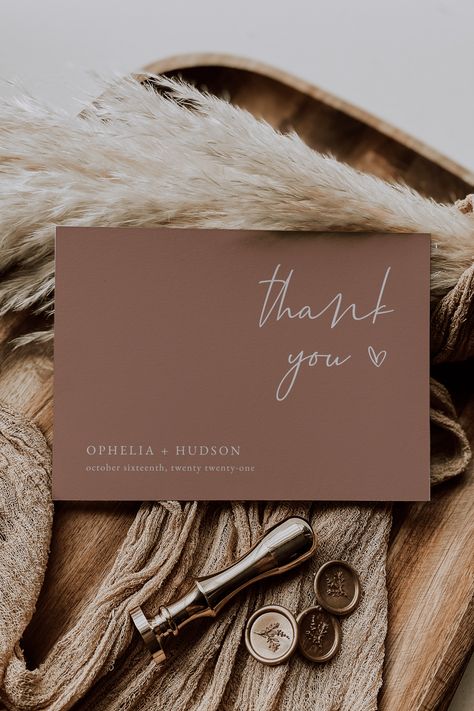 Minimalist Boho Wedding, All Background, Mauve Wedding, Thank You Card Design, Business Thank You Cards, Thanks Card, Business Thank You, Thank You Card Template, Wedding Thank You Cards