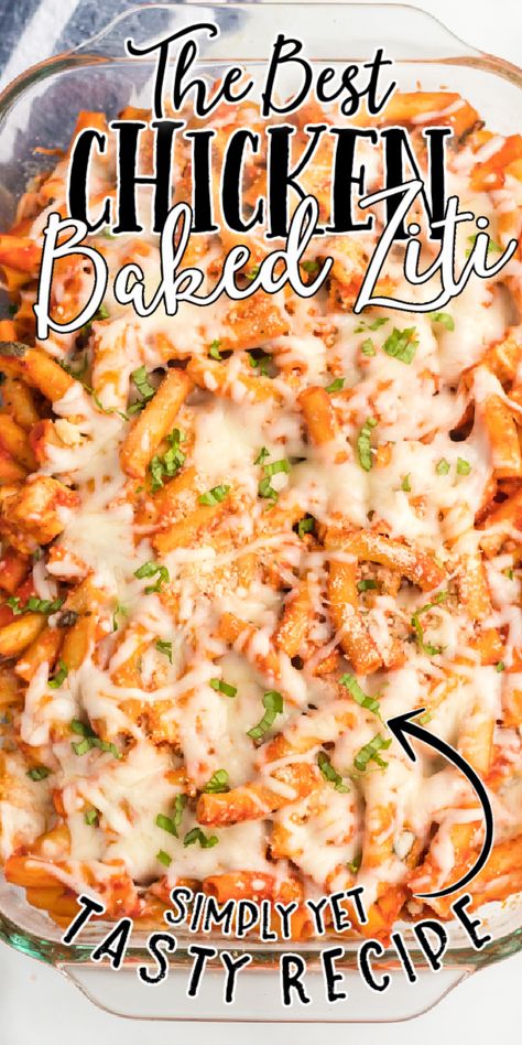 Baked Chicken With Pasta, Chicken Rigatoni Recipes Baked, Baked Ziti With Chicken Easy, Pasta Casserole With Chicken, Baked Chicken Pasta Recipes Easy, Make Ahead Chicken Pasta Bake, Baked Chicken Ziti Recipes, Ground Chicken Baked Ziti, Baked Ziti With Ground Chicken