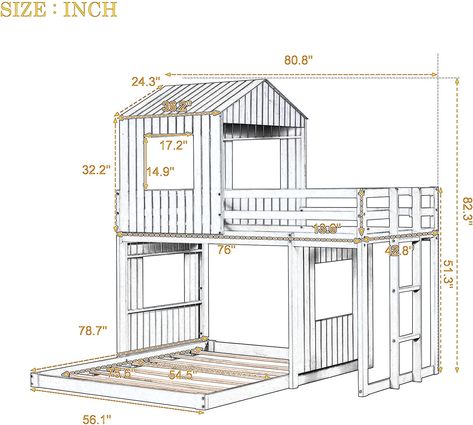 Playhouse Design, Wood Playhouse, Farmhouse Ladder, Bed Loft, Playhouse Bed, Low Bed Frame, House Bunk Bed, Bedroom Addition, Bunk Bed With Slide