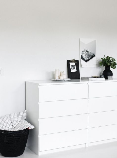 How To Incorporate Ikea Malm Dresser Into Your Decor Malm Drawers, Ikea Malm Dresser, Malm Dresser, Dresser Design, Ikea Bedroom, Ikea Malm, Bedroom Black, Trendy Bedroom, Decorate Your Room