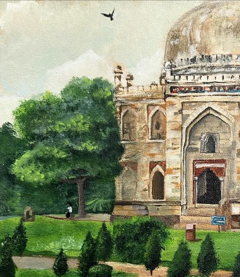 Lodhi Gardens, New Delhi. . . . Made a small painting of the Lodhi Gardens couple of months back. Using @kokuyo.camlin Acrylic paints on a canvas sheet. Took a reference image from Pinterest! . . . . . . . . . tags: . . . . . . . . #artworks #artwork #artworkoftheday #artist #art #artgallery #artgram #artoftheday #artistic #artistsoninstagram #painting #paintings #lodhigarden #gardenpainting #delhi #landscapepainting #paintingart #artdaily #explore #fypシ #kokuyocamlin #acrylicpainting Delhi Painting, Delhi Art, Pinterest Tags, Delhi Sultanate, Garden Painting, Small Paintings, Reference Images, New Delhi, Daily Art