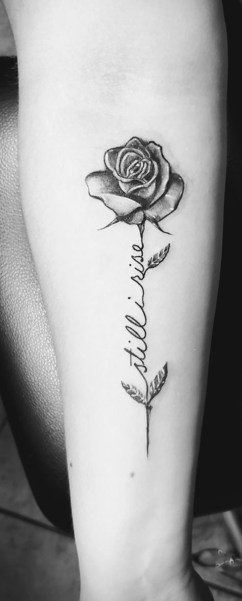 Still I Rise Rose Tattoo, Self Healing Tattoo Ideas Forearm, Small Inner Forearm Tattoos For Women, Forearm Half Sleeve Tattoos For Women, Side Forearm Tattoo Women Quotes, And Still I Rise Tattoo, Forarm Tattoos Women Unique, Inner Arm Tattoos For Women Forearm, Inner Forearm Tattoo Men Unique