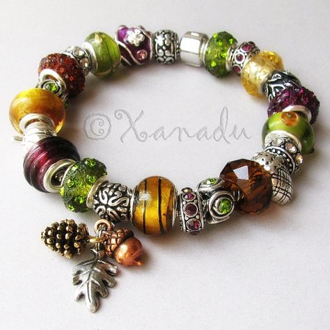 Pandora Bracelet Designs, Acorn Leaf, Troll Beads, Autumn Bracelet, Gold Charm Bracelet, Fall Jewelry, Bracelets Jewelry, Holiday Jewelry, Pandora Bracelets