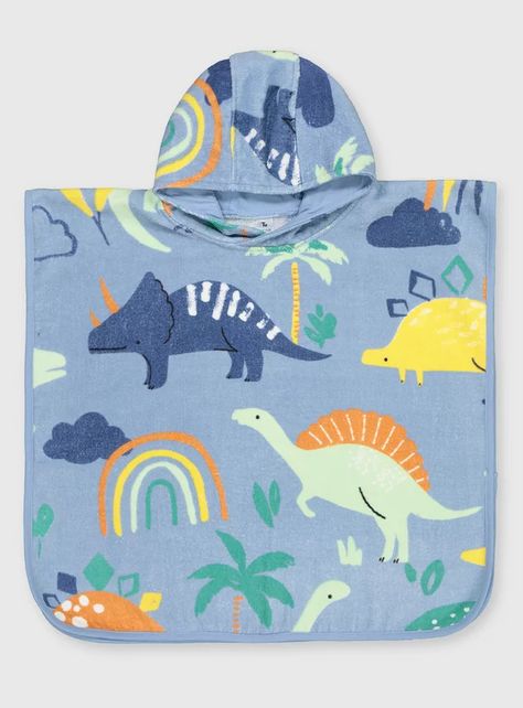 Towel Poncho, Poncho Towel, Dino Kids, Paddling Pool, Kids Hooded Towels, Blue Dinosaur, Tu Clothing, Kids Pjs, Towels Kids