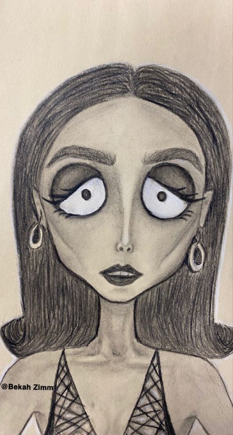 Croquis, Tim Burton Style Portraits, Emma Chamberlain Sketch, How To Draw Tim Burton Style, Tim Burton Art Drawings, Tim Burton Art Style Tutorial, Tim Burton Inspired Drawings, Tim Burton Drawings Sketches, Tim Burton Characters Drawings