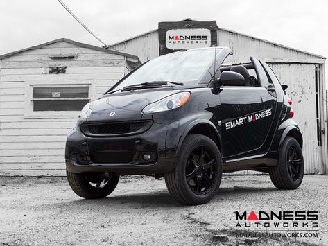 smart fortwo Lift Kit - 451 model Lifted Sedan Cars, Lifted Smart Car, Smartcar Fortwo, Electric Car Kit, Smart Car Body Kits, 4 Post Car Lift, Car Lifts, Smart Fortwo, Dream Cars Jeep