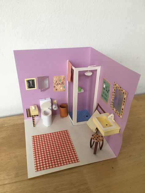 By Sif, age 11. Made with paper Small Cardboard House, Nift Situation Test, Diy Barbie House, Doll Furniture Diy, Paper Dolls Diy, Mini Doll House, Doll House Crafts, Pinterest Diy Crafts, Doll Diy Crafts