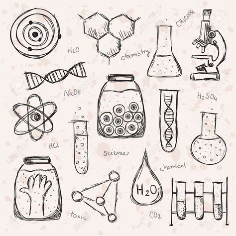 Science Drawing Ideas, Atom Drawing, Science Art Drawings, Chemistry Drawing, Science Drawing, Science Doodles, Chemistry Art, Science Icons, Science Background