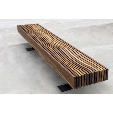 ESPASSO | Copan Bench Modern Bench Diy, Wooden Bench Design, Outdoor Bench Design, Wood Bench Design, Metal And Wood Bench, Industrial Bench, Terrace Furniture, Brazilian Design, Wood Table Design