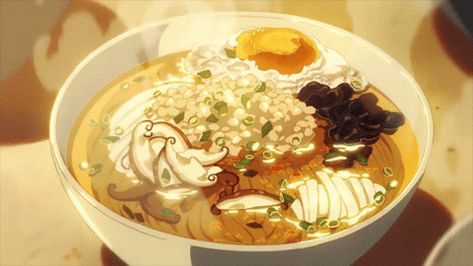 Anime Food GIF - Anime Food Ramen - Discover & Share GIFs Chinese Rice Noodles, Pork Cutlets, Base Foods, Cookies And Cream, Cooking Kitchen, Something Sweet, Deep Fried, Best Foods, Sweet Treats