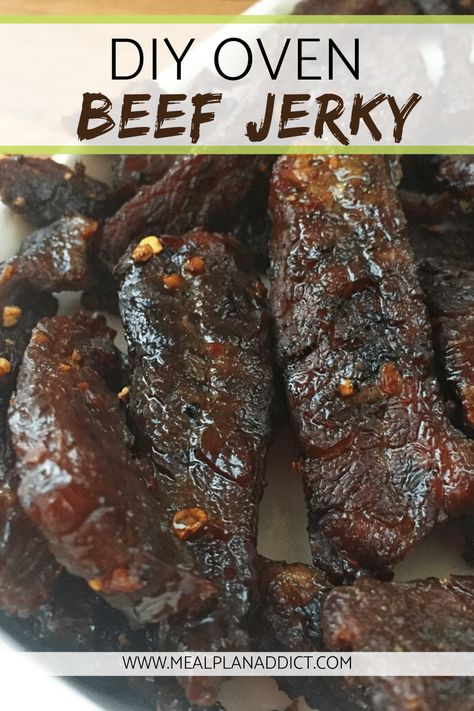 Oven Beef Jerky, Peppered Beef Jerky Recipe, Beef Jerky Recipe Dehydrator, Beef Jerky Marinade, Jerky Recipes Dehydrator, Deer Jerky Recipe, Oven Jerky, Jerkey Recipes, Jerky Marinade