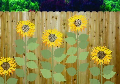 This Stencils item by ElegantStencils has 252 favorites from Etsy shoppers. Ships from Mullan, ID. Listed on Jun 21, 2024 Sunflower Wall Murals Painted, Stenciled Fence, Wood Fence Painting Ideas, Flower Head Painting, Fence Stencil, Fence Artwork, Gray Fence, Sunflower Stencil, Fence Painting