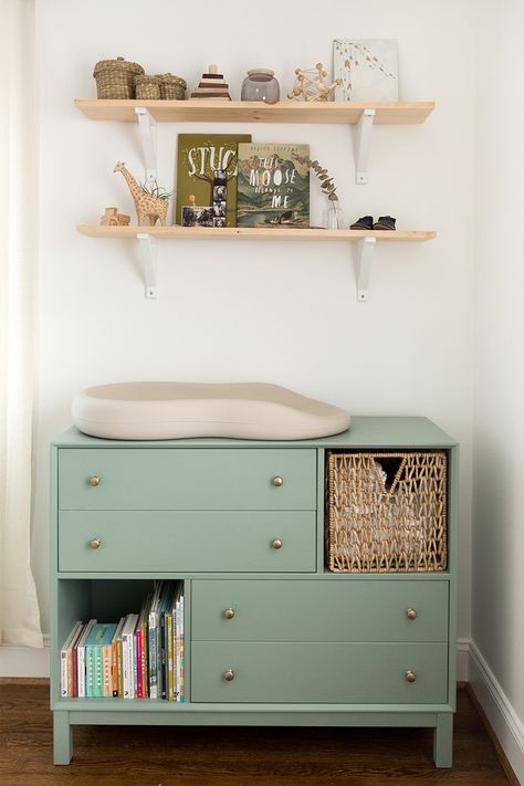 Ikea Changing Table, Diy Changing Table, Dresser Nursery, Green Trellis, Ikea Dresser Hack, Changing Dresser, Dresser Hack, Nursery Changing Table, Changing Tables