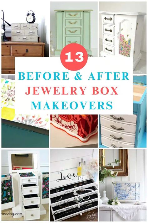 Jewelry Box Redo Diy, Upcycled Jewelry Box Diy Ideas, Upcycle Jewelry Box Ideas, Upcycled Jewelry Box Diy, Jewelry Box Painting Ideas, Jewellery Box Diy, Upcycle Jewelry Box, French Floral Design, Mint Paint