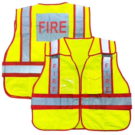 PRICES MAY VARY. Hook and Loop closure FIRE FEATURES: Size Medium/Large - ”FIRE” printed in 3 locations in black on silver reflective tape, two mic tabs, clear badge pocket, radio pocket with flap FOR WORK: ViewBrite mesh fire vests can be used for a wide range of indoor and outdoor applications. This vest is a must-have for any job that requires high visibility. HIGH-VISIBILITY DESIGN: These brightly colored neon vests are the best way to stay highly visible when working day or night. They’re d Fire Costume, Firefighter Costume, Pocket Radio, Hot Halloween Outfits, Last Minute Costumes, Safety Vest, Tricot Fabric, Fire Features, Fire Fighter