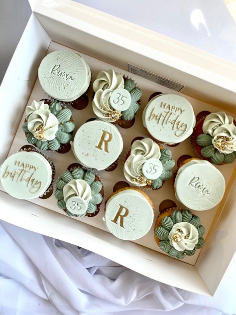 Husband Birthday Cupcakes, Eucalyptus Birthday Cake, Fern Cupcakes, 30th Cupcakes Birthday For Her, Manly Cupcakes, 30th Cupcakes, Birthday Cupcakes Ideas For Men, Beautiful Cupcakes Birthday, 18th Birthday Cupcakes