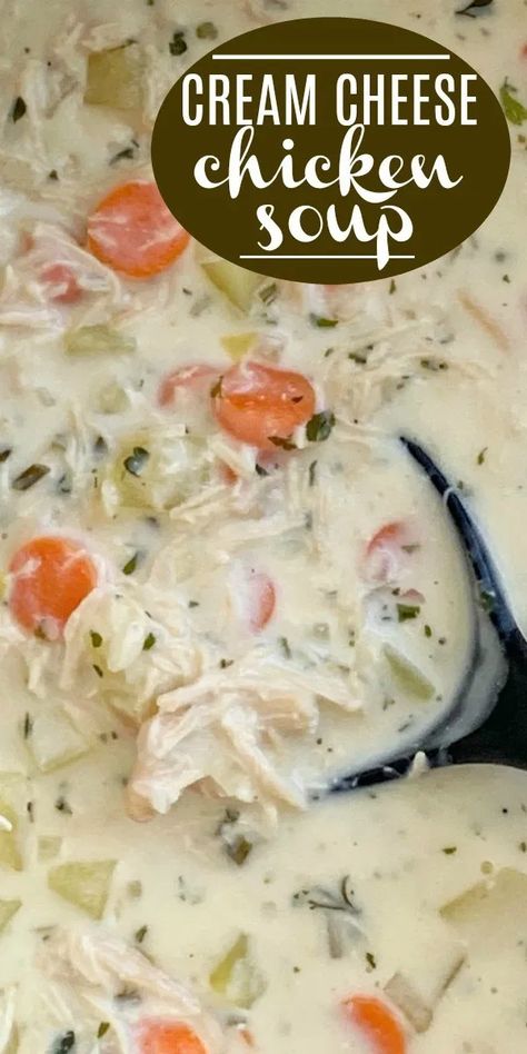 Chicken Soup With Cream Cheese, Cheese Chicken Soup, Bisque Soup Recipes, Chicken Carrots, Soup Appetizers, Creamy Chicken Soup, Chicken Soup Recipe, Cheese Chicken, Cream Cheese Chicken