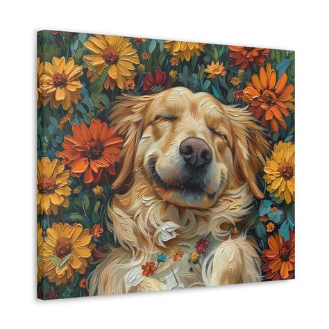 🎨 Ready To Hang: Elevate your home decor with our charming Golden Retriever Art Canvas! Perfect for dog lovers and enthusiasts, this delightful piece is ready to hang and enjoy. 🐾 Golden Retriever Art: Celebrate the playful spirit of Golden Retrievers with this heartwarming painting, perfect for adding a touch of canine charm to any room. 🖼️ Dog Memorial Gift: Whether as a tribute to a beloved pet or simply as a delightful addition to your decor, this Golden Retriever Art Canvas serves as a t Painting For Dog Lovers, Dog Print Painting, Pet Memorial Painting, Dog Memorial Painting, Cute Dog Painting, Dog Painting Ideas, Canvas Art Inspiration, Dog Memorial Art, Canvas Dog Painting