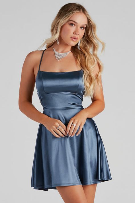 Satin Skater Dress, Glitter Prom Dresses, Winter Dance, Spring Formal, New Heels, Short Summer Dresses, Sequin Prom Dresses, Elegante Casual, Cocktail Evening Dresses