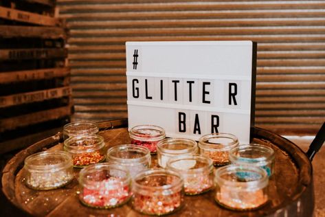 Rave Wedding Theme, Hen Festival Party Ideas, Glitter Bar Wedding, Music Festival Entrance, Glitter Bar Party, Glitter Bar Ideas, Festival Party Ideas, Festival Themed Birthday Party, Festival Party Theme