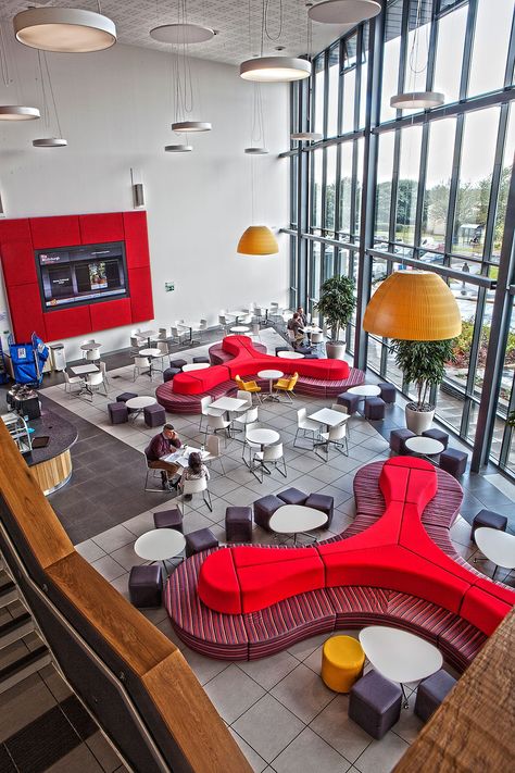 Canteen Design, Office Layouts, Cafeteria Design, Edinburgh College, School Buildings, School Building Design, Innovative Office, Bibliotheque Design, Employee Satisfaction