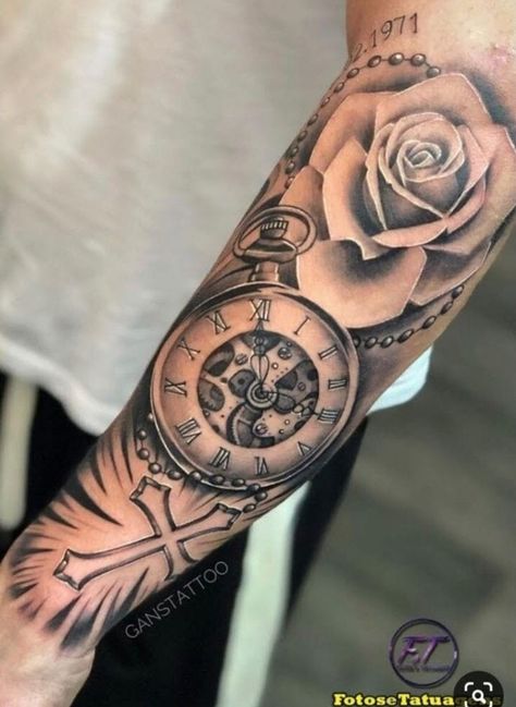 Clock Tattoo Sleeve, Voll Arm-tattoos, Mangas Tattoo, Men Tattoos Arm Sleeve, Men Tattoo, Forarm Tattoos, Forearm Sleeve Tattoos, Cool Forearm Tattoos, Half Sleeve Tattoos For Guys